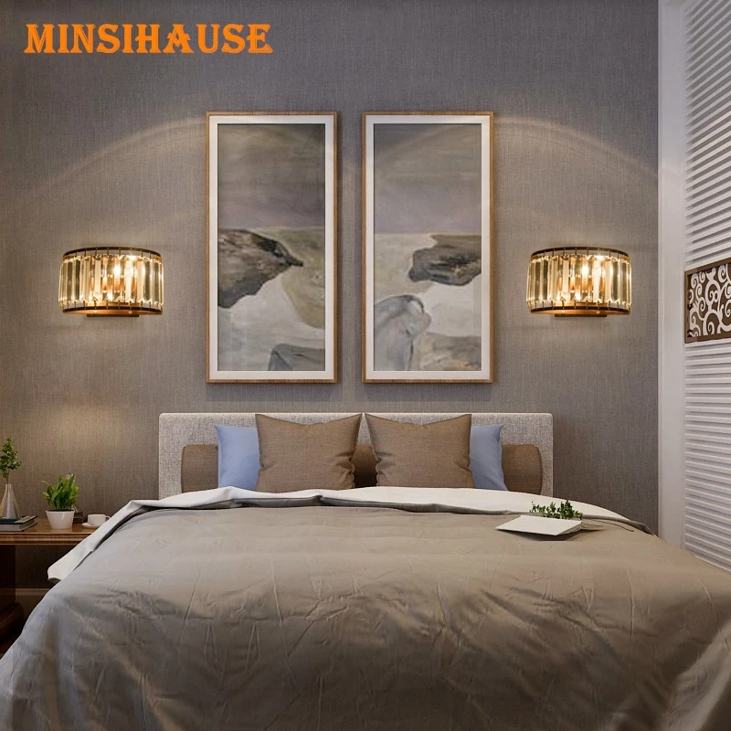 Американская роскошная хрустальная настенная лампа современная светодиодная