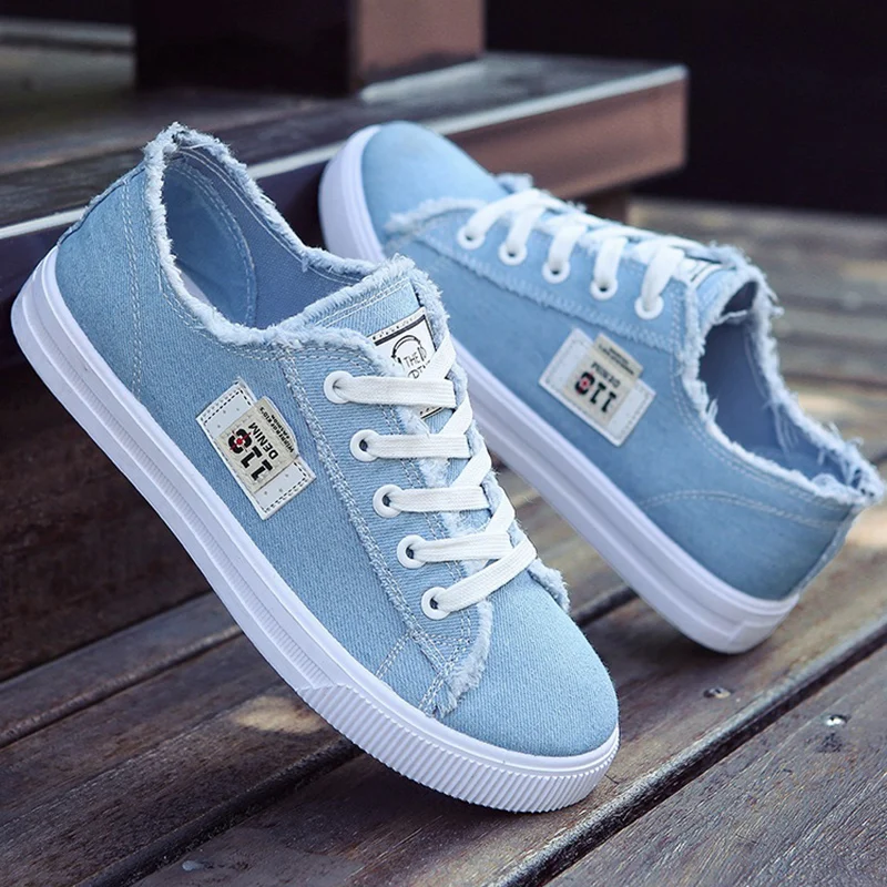

Women Sneakers 2021 Fashion Tenis Canvas Shoes Trainers Lace Up Ladies Large szie 10 Non slip Light Women Vulcanized Shoes
