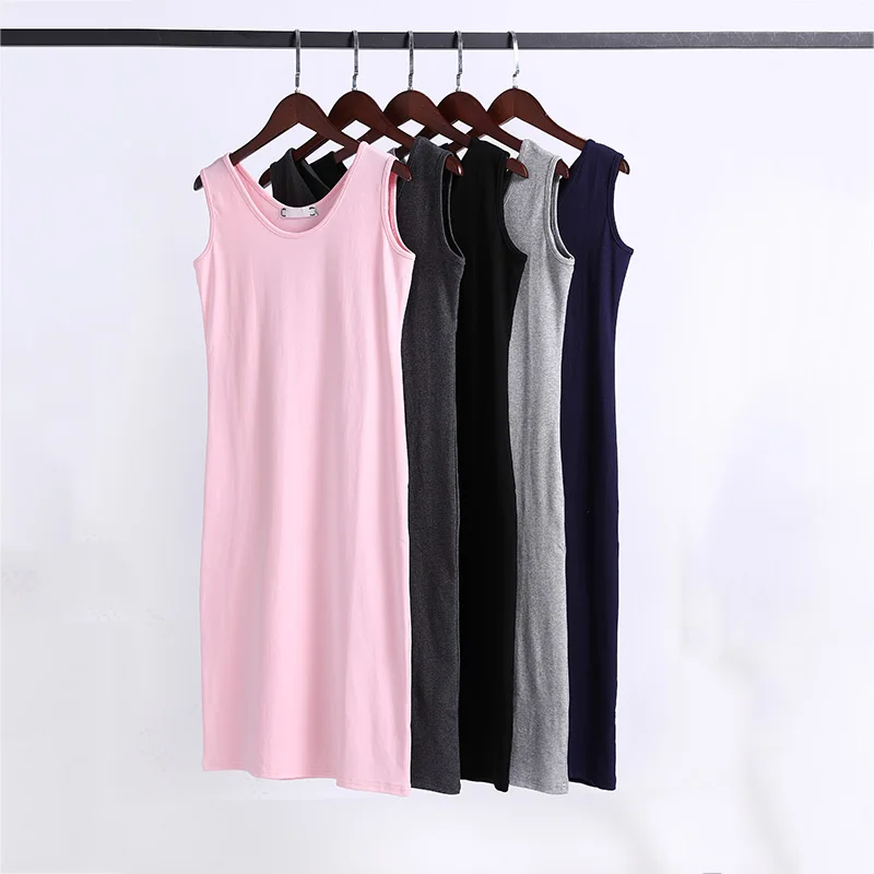 

Spring 2021 Black Vest Bottoming Mid-Length Sleeveless Suspender Women's Inner Large Size Dress