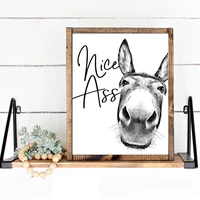 nice ass bathroom print funny sign decor vintage donkey poster black white butt canvas painting wall pictures for living room