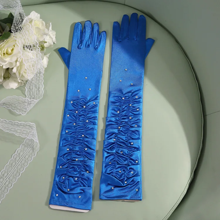 Сексуальные атласные перчатки Стразы 50 см с длинными пальцами для женщин и