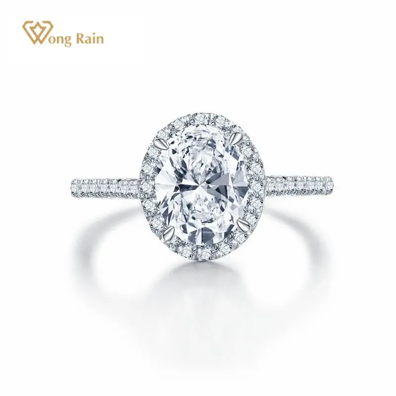 

Wong Rain 925 Sterling Silver Greated Moissanite Oval Cut Gemstone Wedding Band White Gold Diamonds Ring For Women Fine Jewelry
