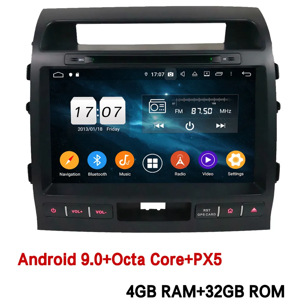4GB RAM x 32GB ROM Klyde 10," ips 4G Android 9 Восьмиядерный 4 Гб ОЗУ 64 Гб ПЗУ DSP автомобильный DVD мультимедийный плеер для Toyota Land Cruiser 200 LC200 2008-15 - Цвет: 4GB RAM x 32GB ROM