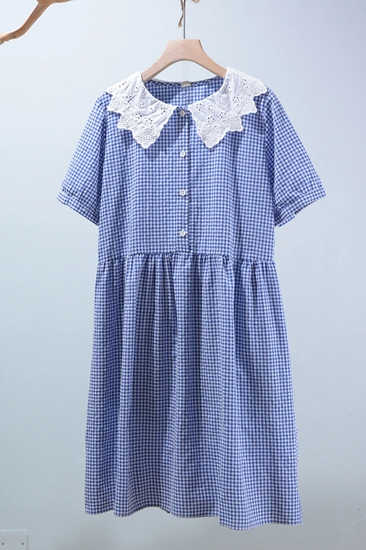 

new summer short sleeve Preppy style dress fresh sweet literature loose A-line dress