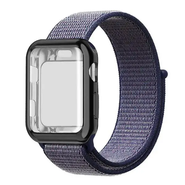 Midnight blue Чехол+ ремешок для часов apple watch 4 5 ремешок 44 мм/40 мм correa apple watch 38 мм iwatch ремешок 42 мм спортивный нейлоновый браслет ремешок для часов 3/2 - Цвет ремешка: Midnight blue
