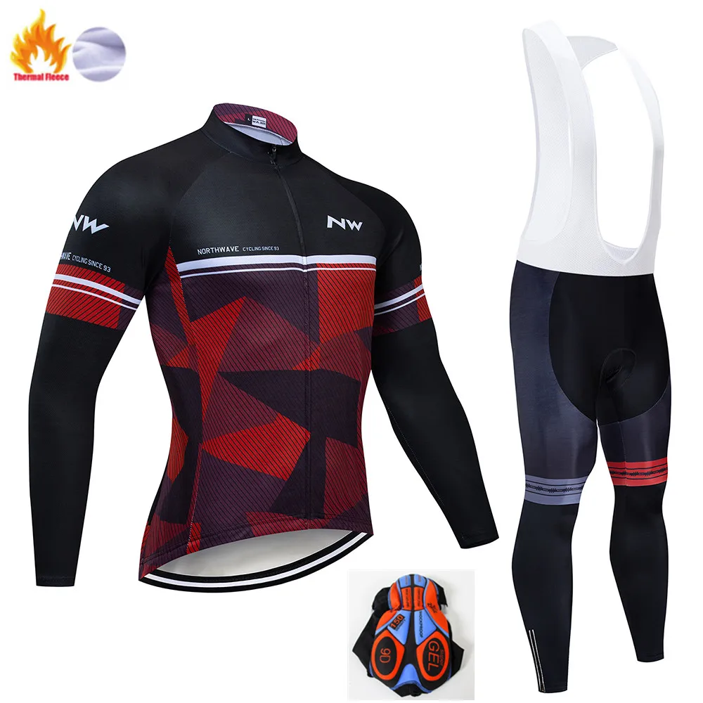 NW Майо Ciclismo MTB Зимняя одежда для велоспорта с длинным рукавом, комплект Джерси, теплая флисовая одежда, одежда для верховой езды, комплект Ropa Ciclismo - Цвет: Winter Cycling Suit