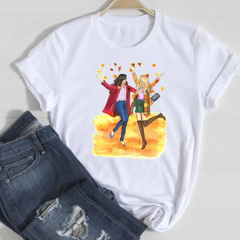 

Women Thanksgiving Lovely New Trend 90s Happy Halloween Autumn Fall Graphic Clothes Tshirt T Female Tee Top Print T-Shirt