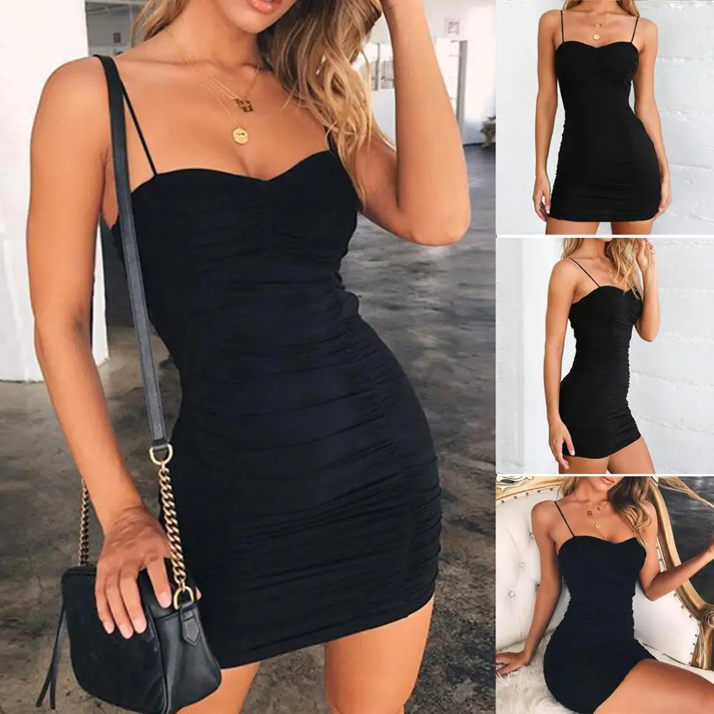 Летнее сексуальное платье для женщин 2020 облегающее однотонное Мини Короткое