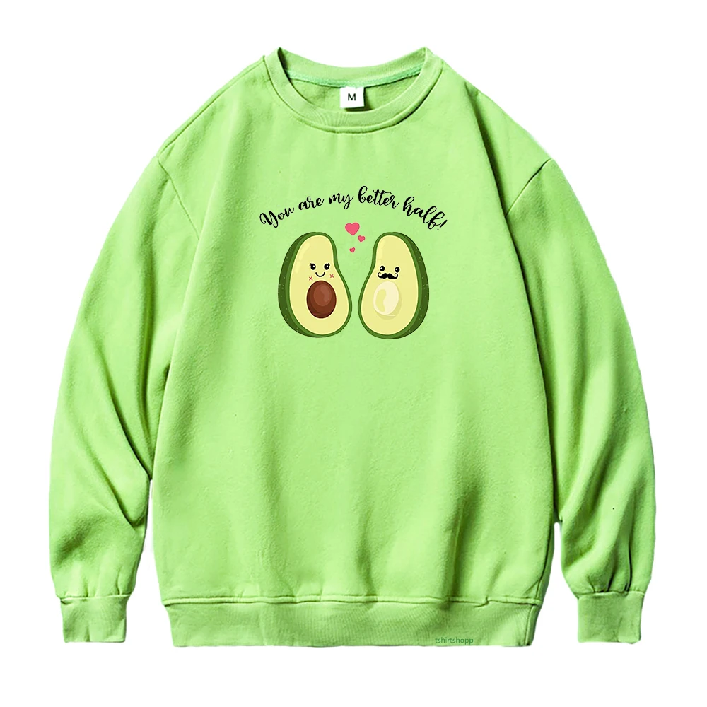 

Avocado Print Graphics Letter Crew Neck Sweatshirt Warm Streetwear Kpop Hoodie Female Fashion Casual Women's Jacket for Girls