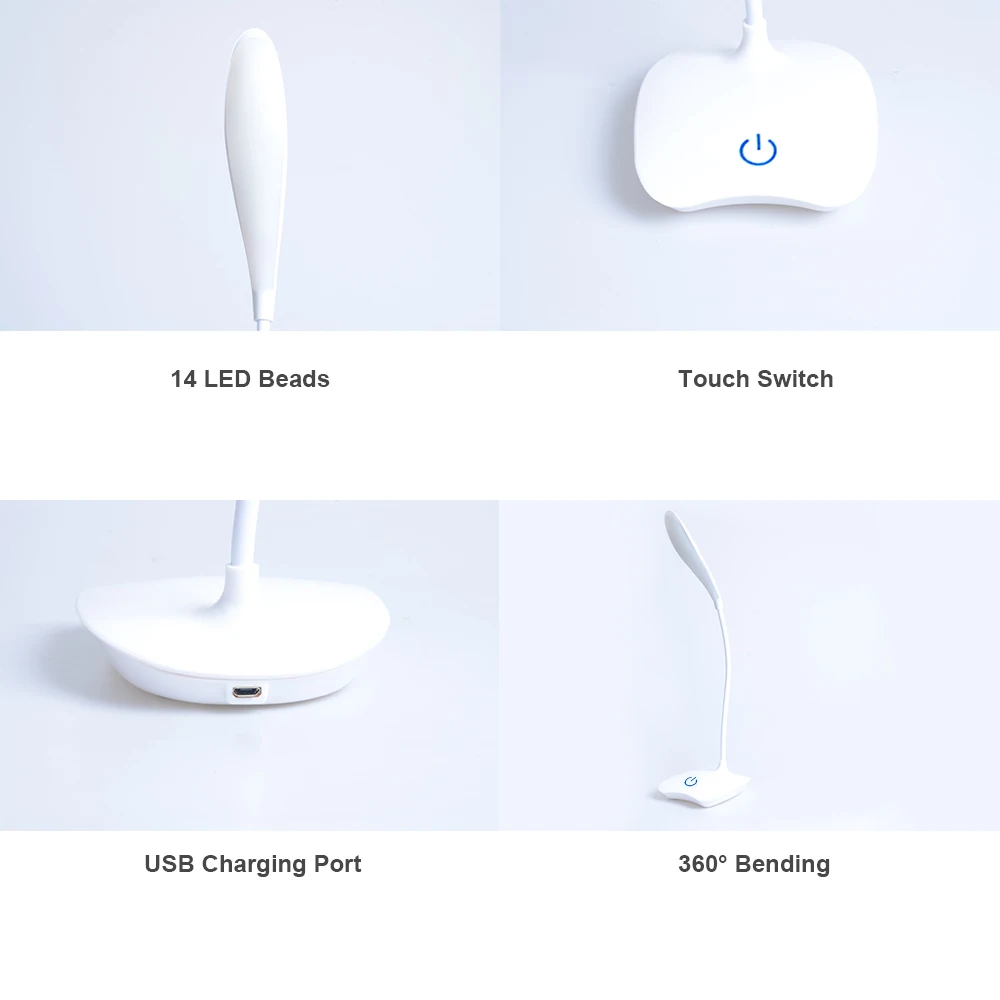 LED лампа настольная 18 светодиодный Перезаряжаемый USB, настольный светильник современный сенсорный переключатель, 3 режима, диммер, светильник для чтения и учебы, настольная лампа для спальни