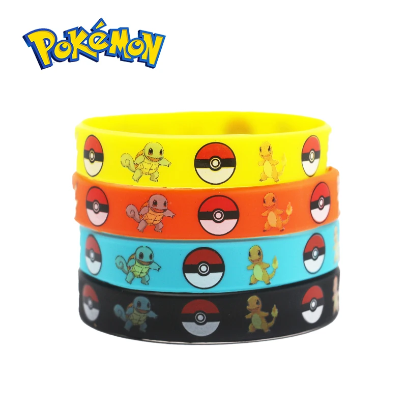 

Cool Pocket monsters Elf Pikachu Cartoon Bracelet Pokemon Figures Silicone kids Wristband Cute Print Jewelry Party Boy girl Gift