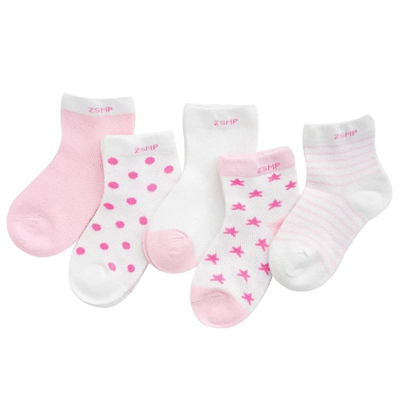 C088 Pink 5 пар/лот; сезон весна-лето; Новинка; Детские хлопковые носки Модные ультратонкие сетчатые носки для мальчиков и девочек 1-12 лет, детские носки, подарки, CN - Цвет: C088 Pink