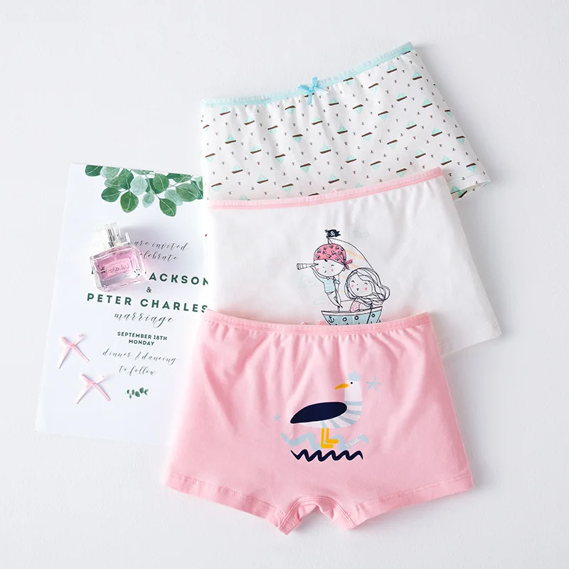 

3pcs/set Cotton Boxer Briefs Girls Underwear Princess Children Kids Panties for Teenage Striped Underpants 4 6 8 10 12 13 Years