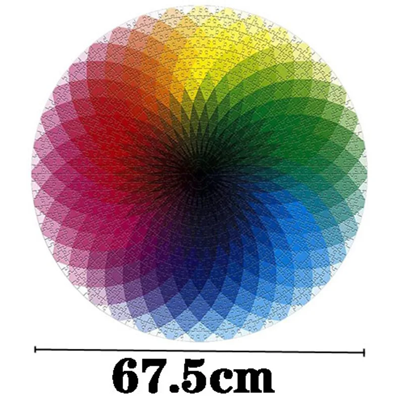 

1000 pieces Round Rainbow Puzzle Gradient color creative puzzle wooden Jigsaw puzzle Adult Kids DIY Educational Toy Gift