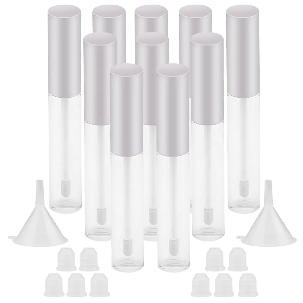 10 шт. мл Пустые контейнеры для блеска губ серебряная крышка наконечник кисти