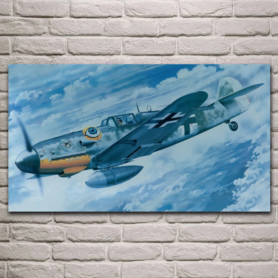 

Messerschmitt Bf-109 Luftwaffe Germany aircraft artwork fabric posters on the wall picture home art living room decoration KL117