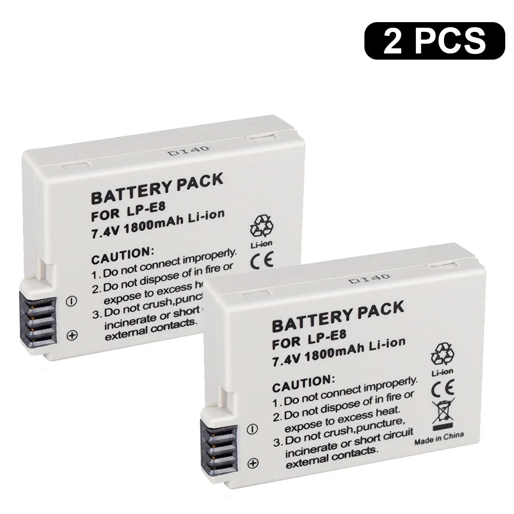 PALO 2Pcs 7.4V 1800mah LP-E8 LP E8 LPE8 Digital Camera Battery For Canon EOS 600D 650D 550D 700D T4i T5i Rebel T2i | Электроника