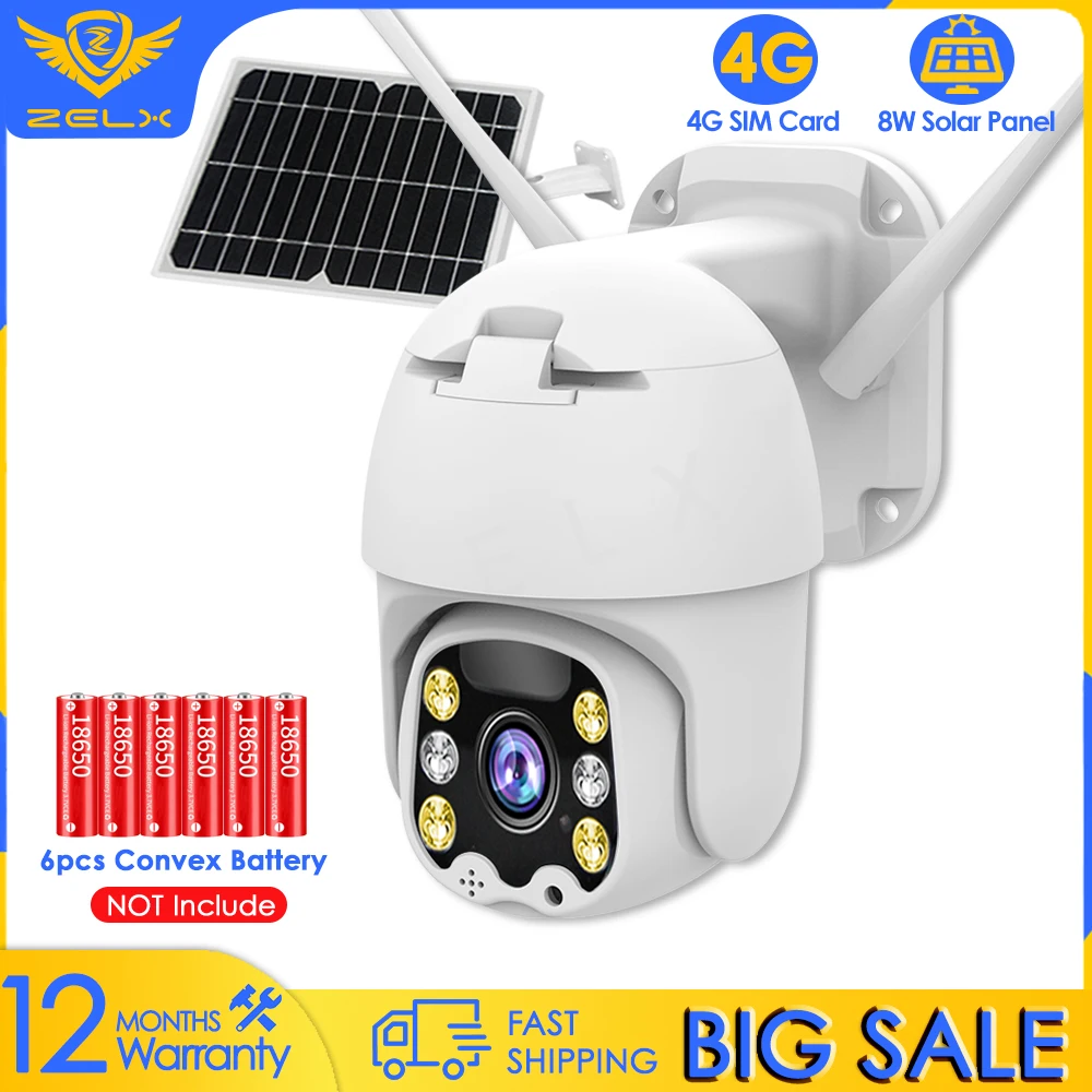 

Солнечная IP-камера WIFI 4G SIM-карта Камера видеонаблюдения Двухстороннее аудио Цветное ночное видение Обнаружение движения PTZ камера безопасн...