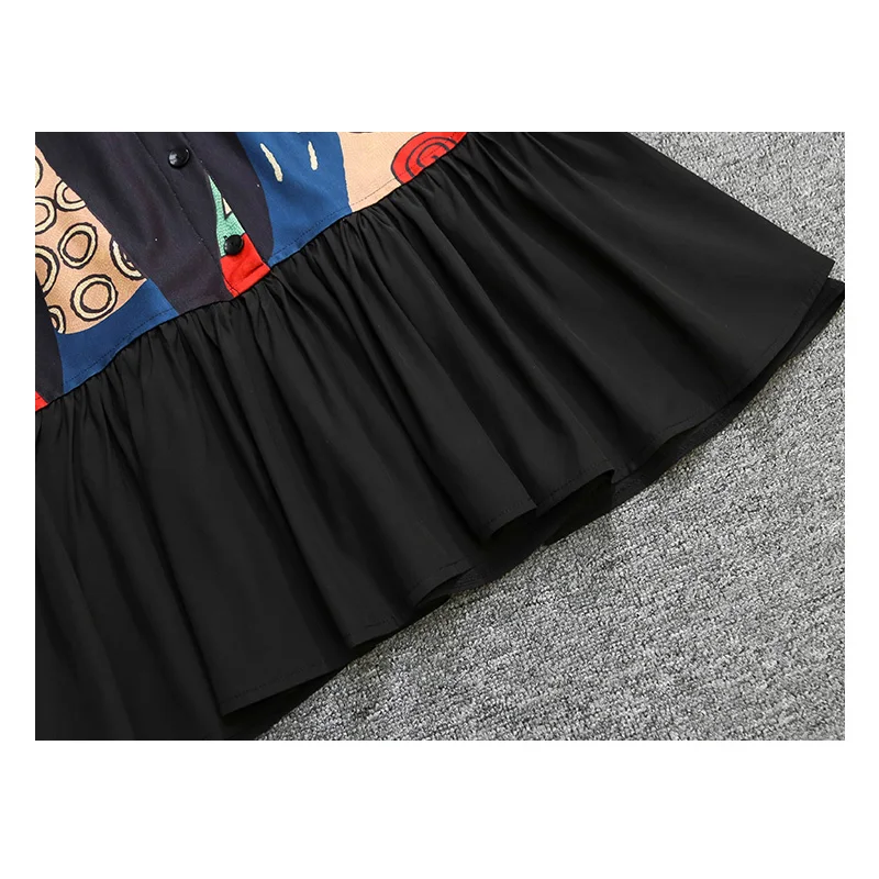 Женское платье рубашка в офисном стиле с мультяшным принтом животного свободная