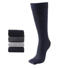 Мужские носки с отдельными пятью пальцами ног, эластичные, дышащие, одноцветные, хлопковые, длинные носки, для бега, футбола, длинные носки