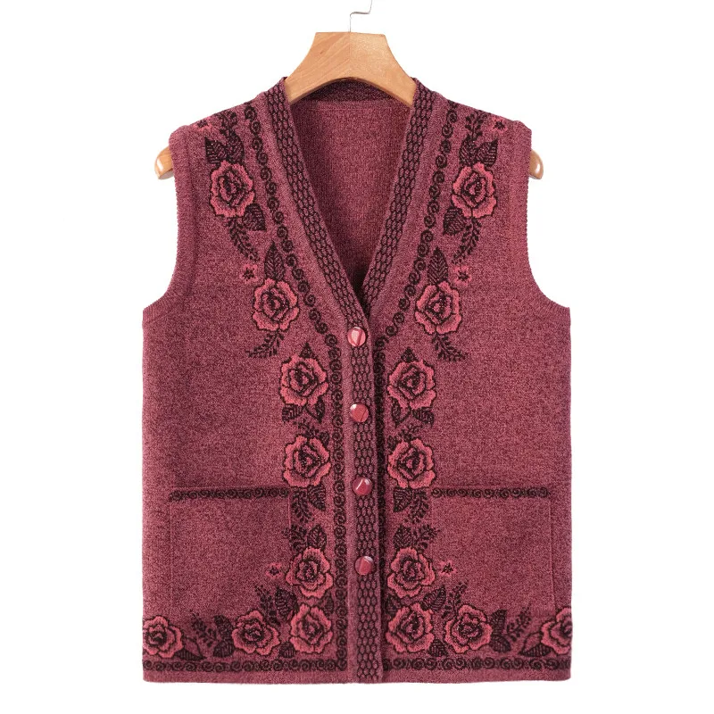 

New Autumn Mom Sleeveless Sweater Wool V-neck Sweater Vest Women's Sweater Women Knitted Sweater Vests for Women Casual Tops Y2K