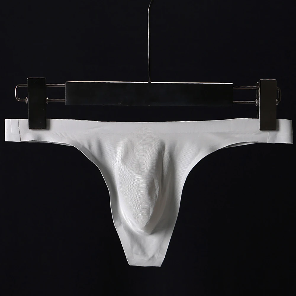 Men Underwear Sexy Low Rise Stretchy Briefs Breathable Thong T-Back Male Underpants Seamless Solid Comfortable Panties Intimates