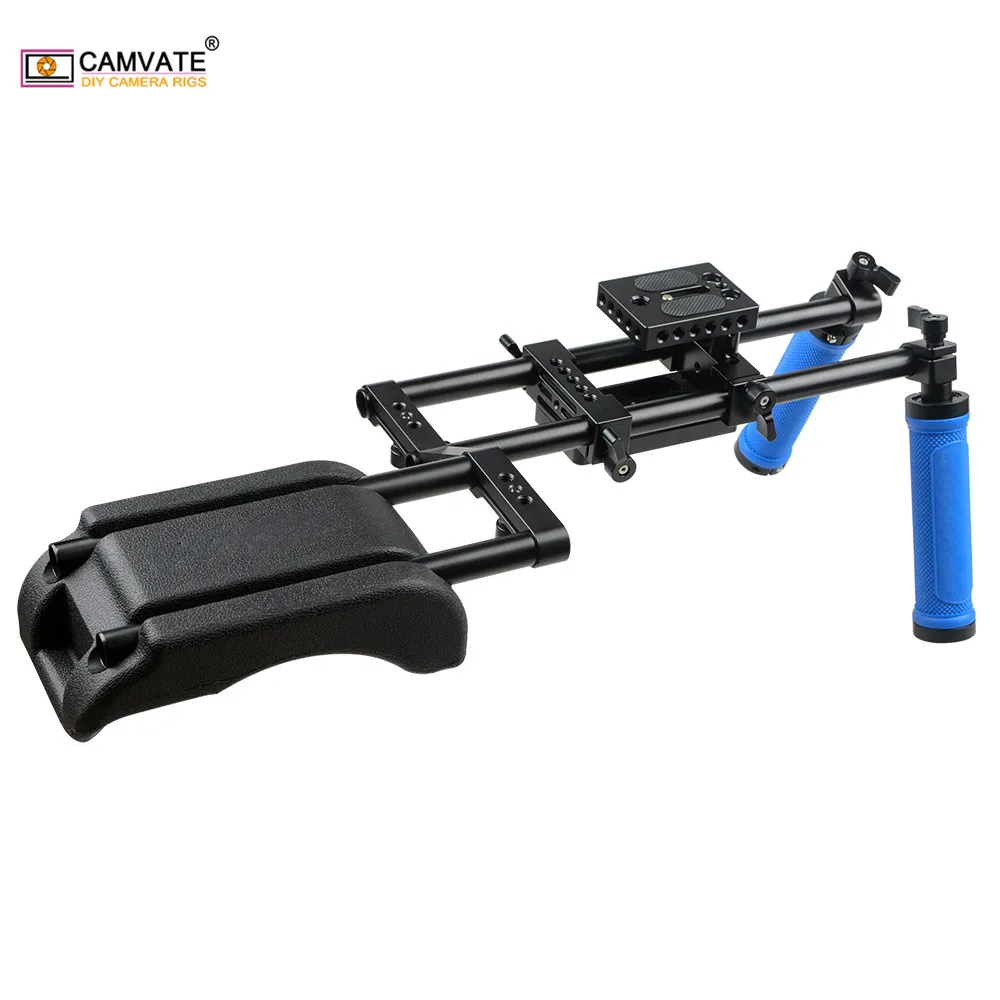 

CAMVATE DSLR Camera Shoulder Mount Rig kit With Dual Handle &15mm Z-Shape Bracket &Tripod Mount Plate & Shoulder Pad &Base Plate