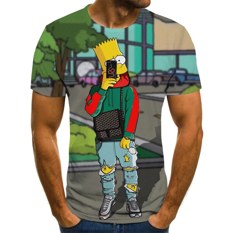 

2021 summer children's T-shirt 3D printing Simpson T-shirt casual top fashion boy T-shirt fun streetwear hip-hop short sleeve
