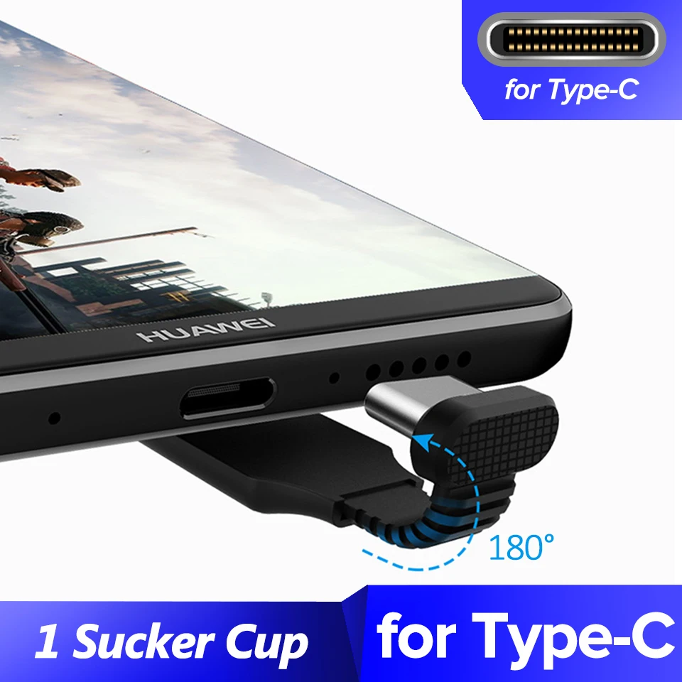 Type C Black 1 м 2 м 2.4A USB кабель для быстрой зарядки type C 180 градусов игровой шнур для samsung S10 S9 S8 мобильный телефон игровой провод для Xiaomi huawei - Цвет: Type C Black