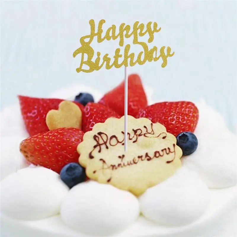 10 шт. золотой торт с днем рождения топпер для торта выбор украшений вечеринки в