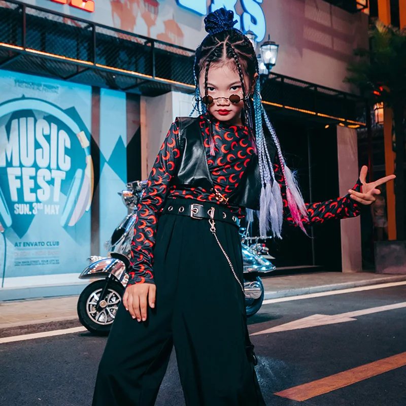 

Одежда для джазовых танцев для детей, новинка, осенняя модная одежда с длинным рукавом для девочек, модный костюм в стиле хип-хоп, костюм для ...