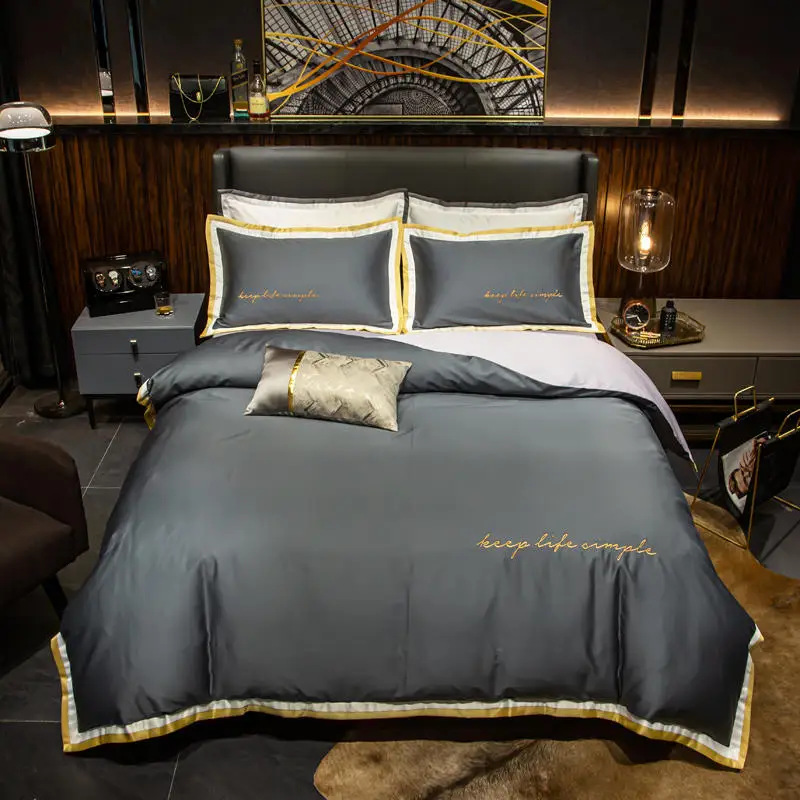 

Best Hotel 100% Egyptian Cotton Embroidery Bedding Sets Queen King Size Duvet Cover Flat/fitted Sheet Color 4pcs Pure Jacquard