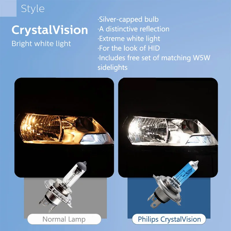 Philips Crystal Vision H7 12 В 55 Вт PX26d 12972CVSM 4300K яркий белый автомобильный Галогеновый