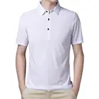 Футболка мужская однотонная с отложным воротником, приталенная рубашка с короткими рукавами, хлопковая брендовая рубашка-поло, лето