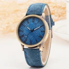 Часы наручные женские кварцевые с джинсовым ремешком и кожаным ремешком