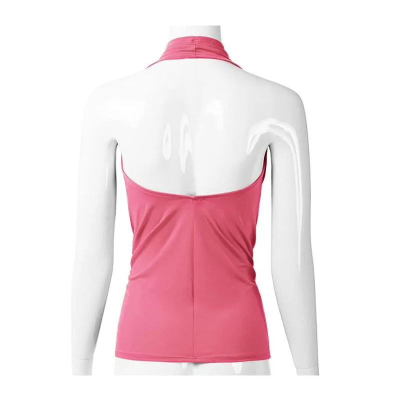 

High quality bottoming shirt solid color v-neck sleeveless loose fashion vest sexy backless ladies T-shirt four-piece suit