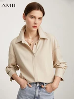 amii minimalism autumn womens shirt fashion full sleeve pullover shirts imitation cashmere loose blouse female tops 12140758