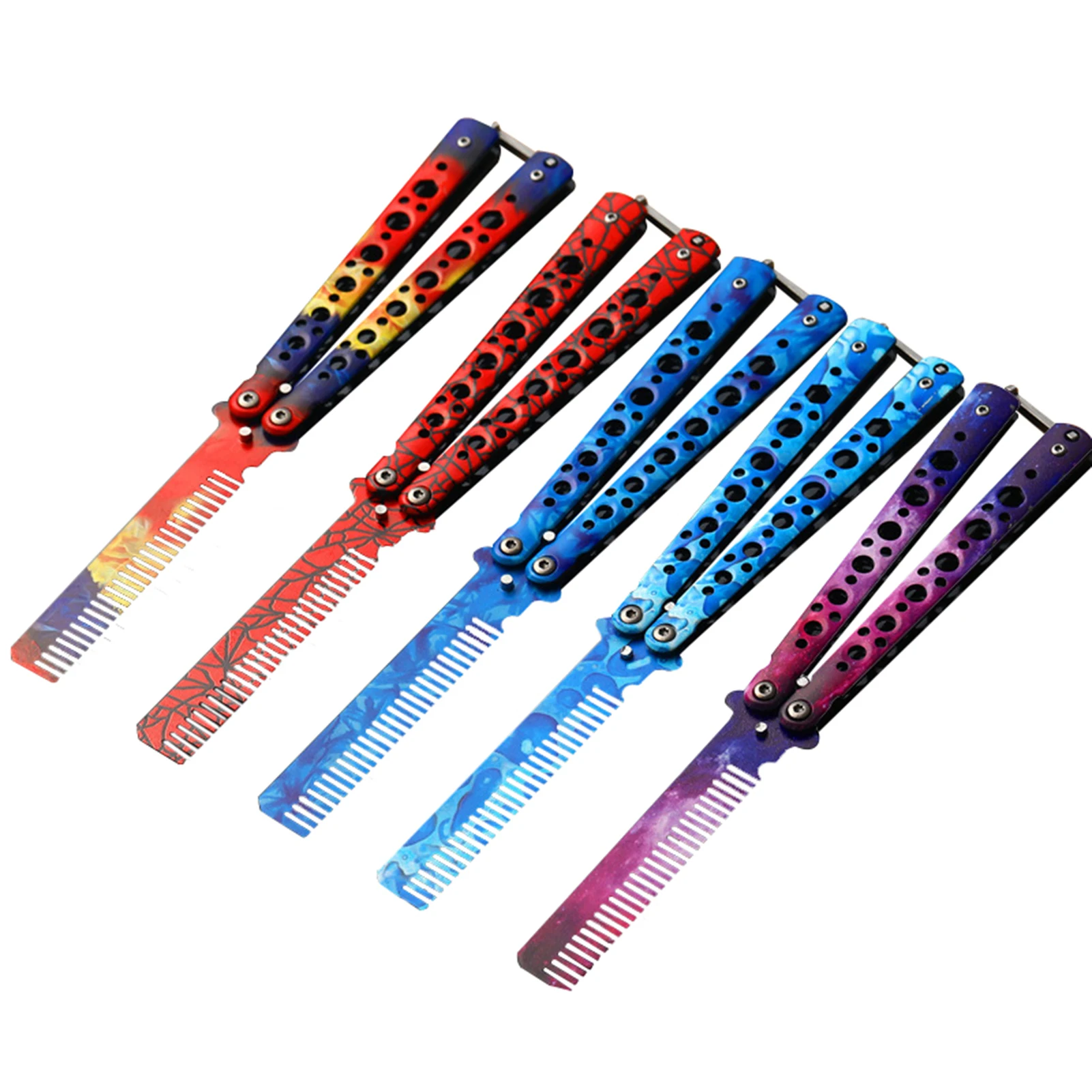 

Butterfly Comb Beard Knife Moustache Brushes Hairdressing Styling Tool Foldable Comb Stainless Steel Practice Training Tools