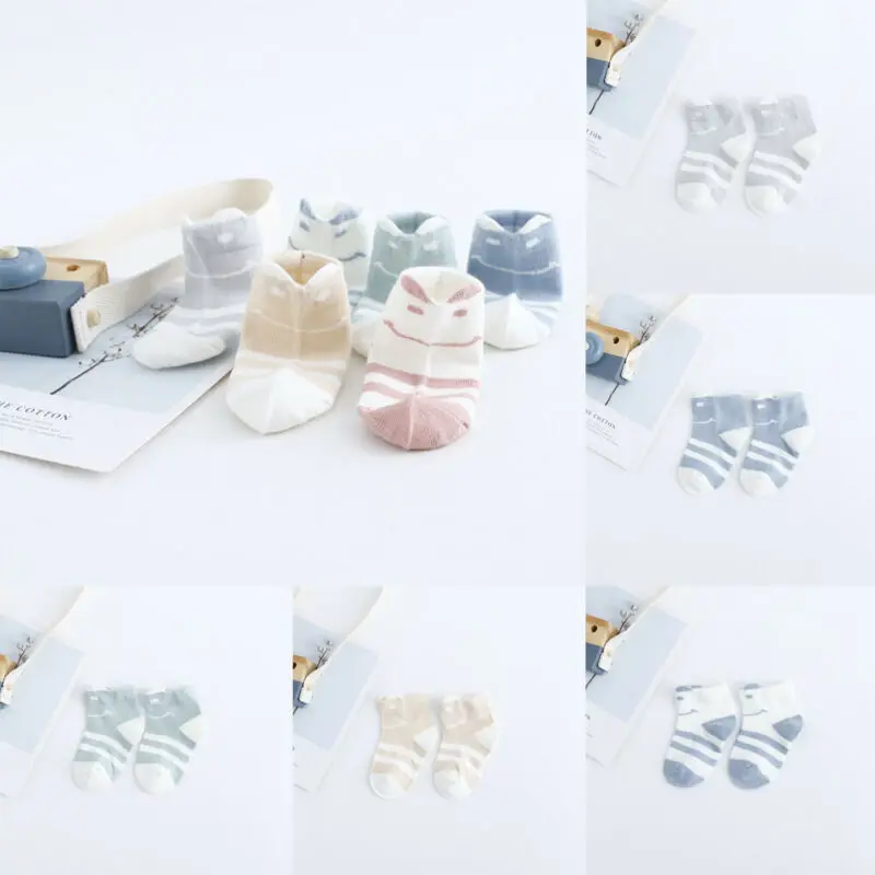 Детские повседневные спортивные хлопковые носки в полоску разных цветов