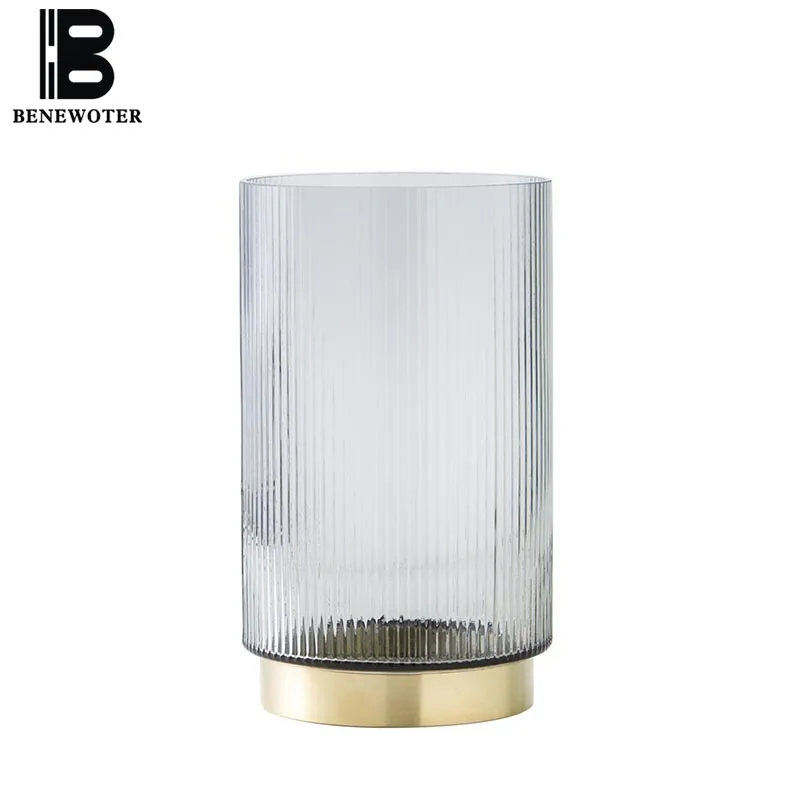 

Nordic Transparent Color Glass Flower Vase Hydroponic Plant Container Art Vase Flower Pot for Home Living Room Decor Ornaments