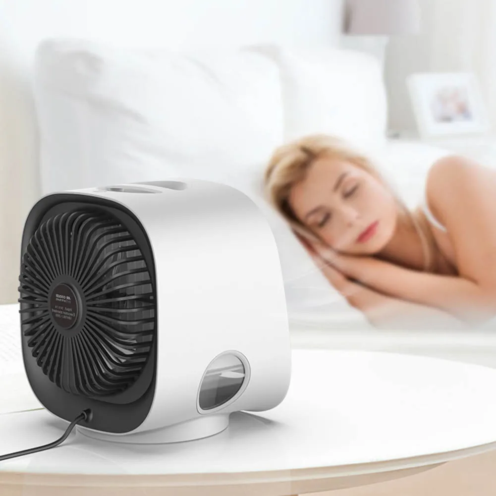 

300mL Mini Air Conditioner Fan USB Rechargeable Portable Air Cooler Home Quiet Design Desktop Air Cooling Fan with Night Light