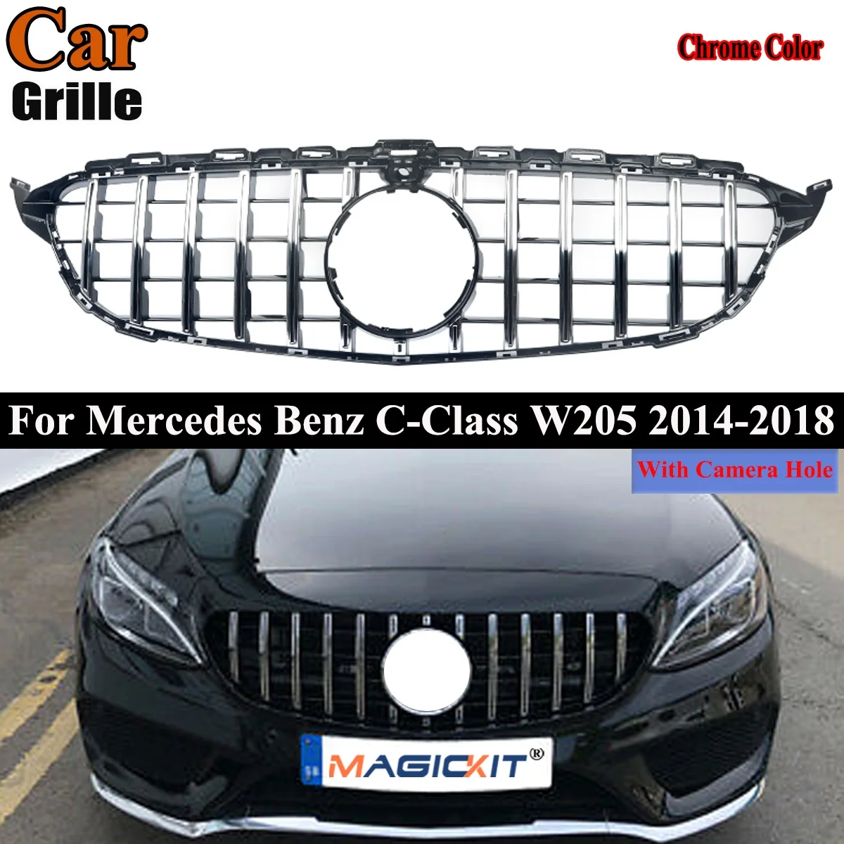 

Решетка MagicKit AMG C63 panamerica для Mercedes W205 C205 C CLASS 2015-2018 w/камера