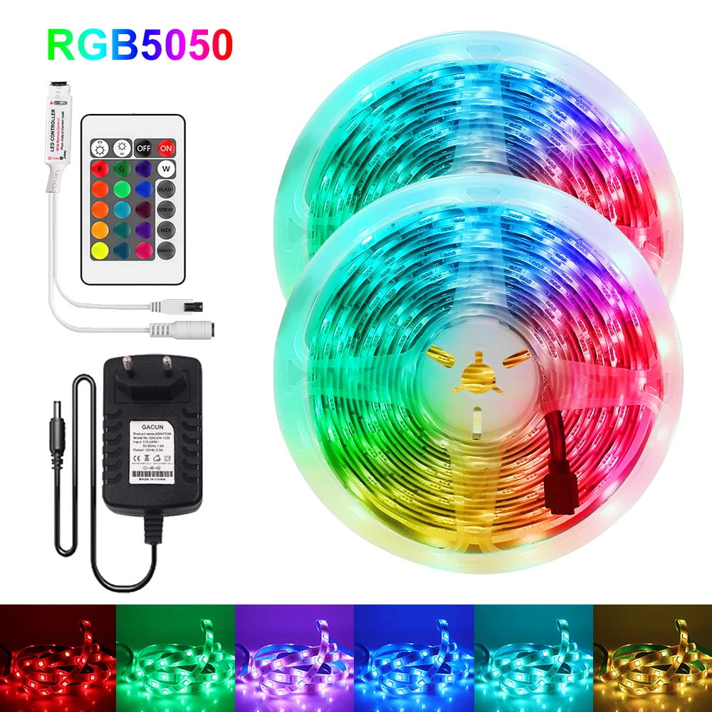 RGB светодиодный ленточный светильник 5 м 10 15 20 М 5050 SMD гибкая лента