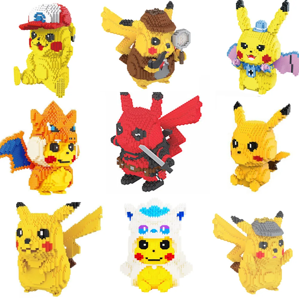 

Pikachu Series Mini Building Blocks 3D DIY Model Detective Diamond Micro Brick Figures Pokemon Toys For Kid Gift
