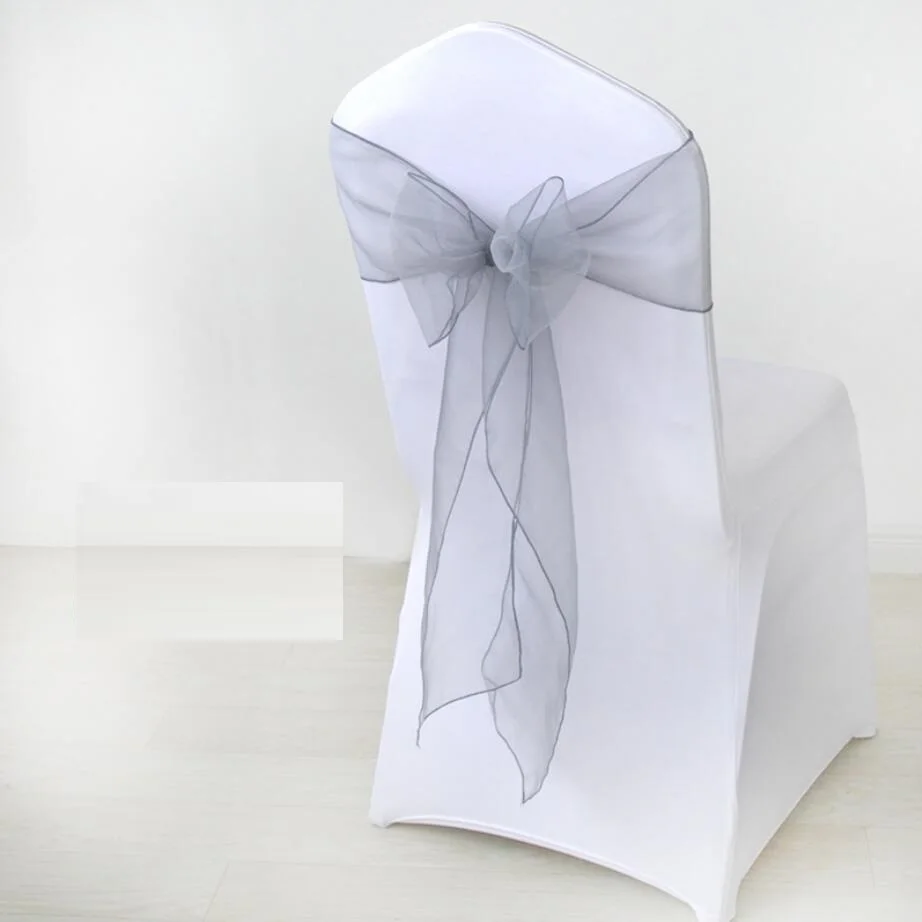 Лента на стул из органзы с украшением в виде кристаллов Свадебная вечеринка