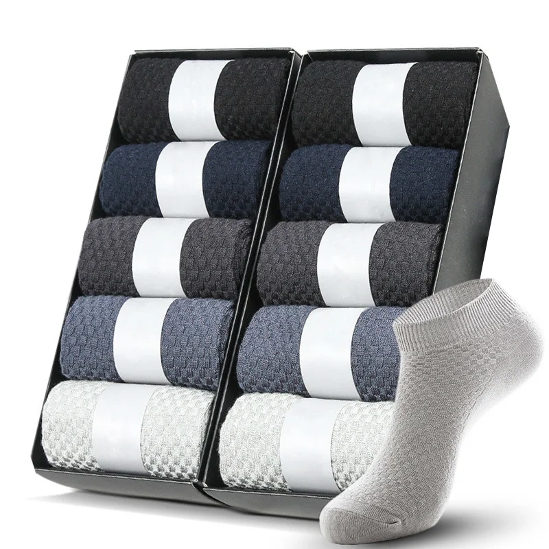 

10 5 2 1Pairs Bamboo Fiber Men Short Socks Ankle Business Black Male Meias Summer Breathable Dress Bamboo Sock Men Size 38-43