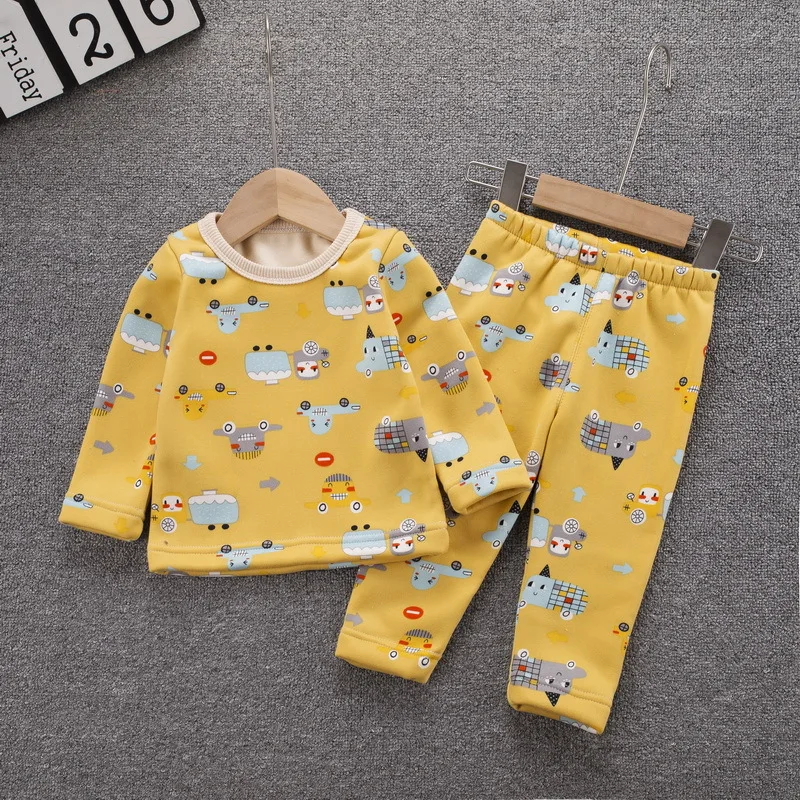 Пижамный костюм для мальчиков осенне-зимний из плотного вельвета хлопка с милым