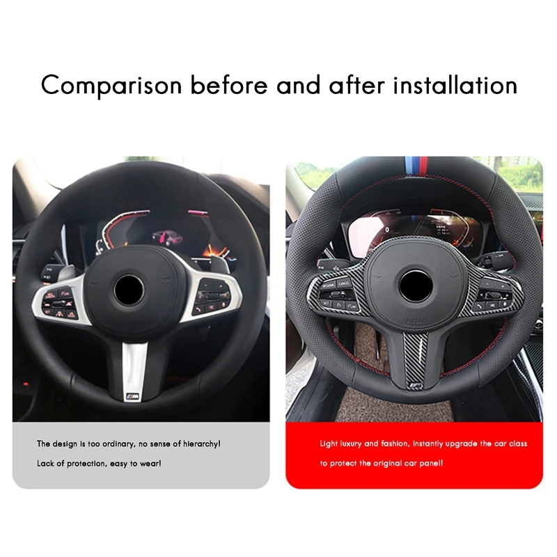 

4PCS Car Steering Wheel Frame Cover Decoration Button Sticker Trim for BMW- 5 Series G30 G38 2020-2021