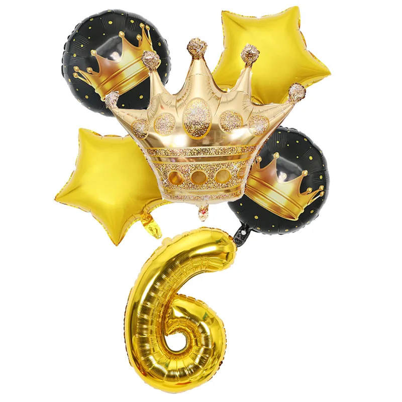 6 шт./лот большая корона звезда номер фольги воздушный шар набор Дети День