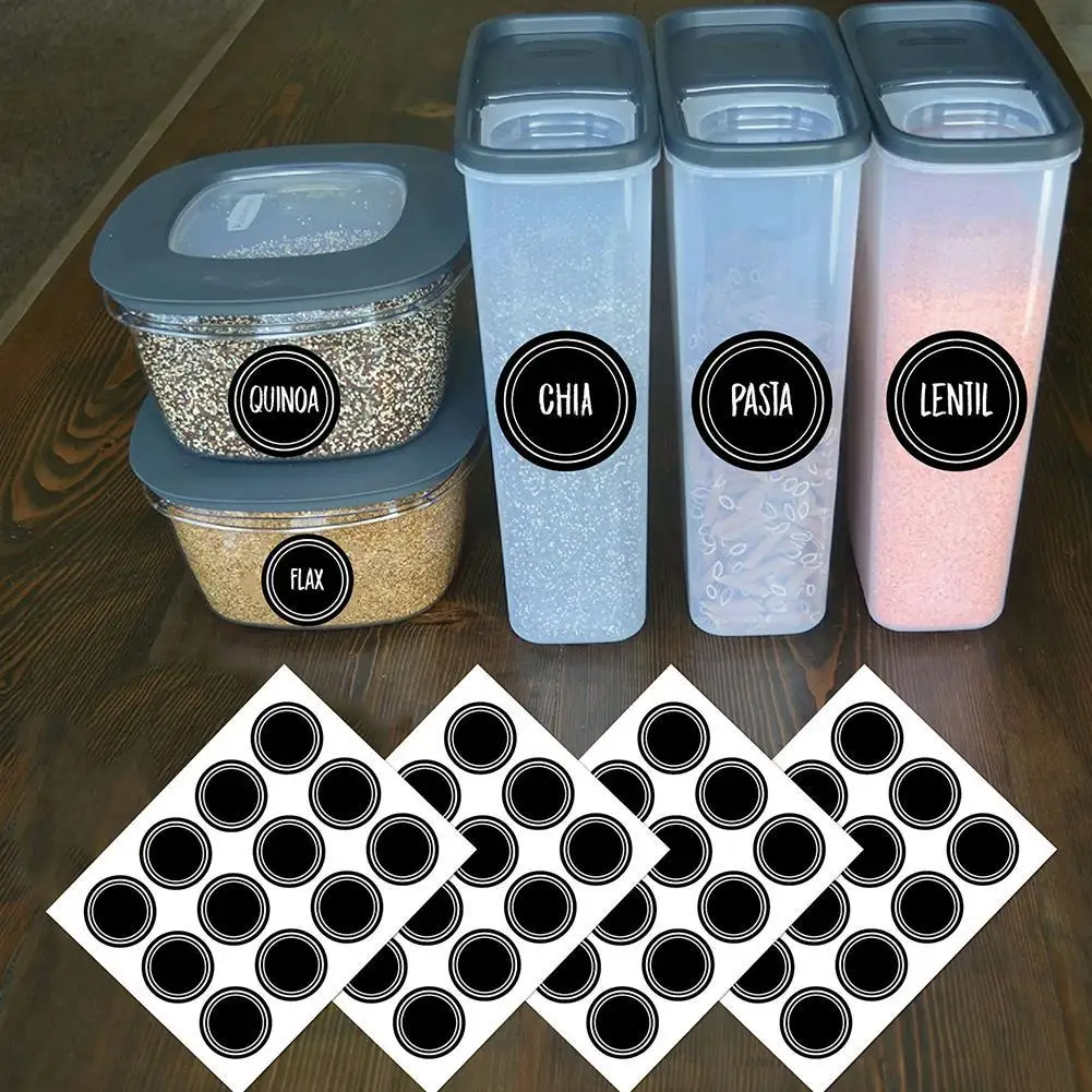 5pcs Round Blackboard Stickers Kitchen Spice Label Sticker Waterproof Home Jars Bottles Tags Removable Chalkboard Labels - купить по